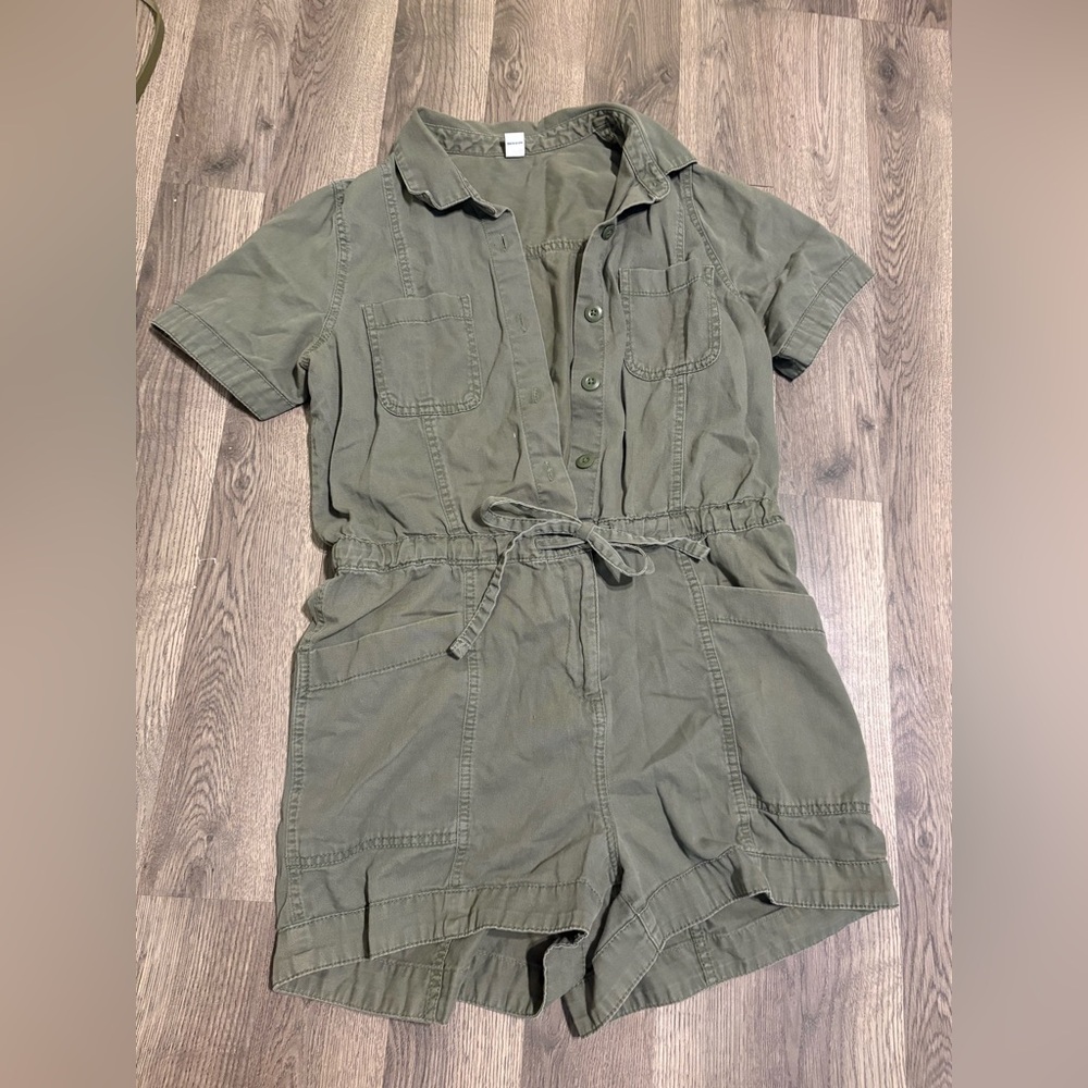 Olive Green Short Sleeve Romper